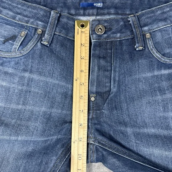 G Star Raw Jeans Mens 33x30 Blue Attacc Slim Straight Whiskering Faded $190